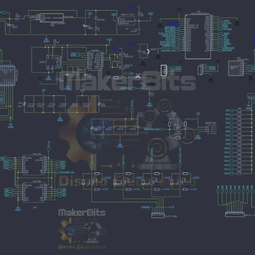 Diseño de planos diagramas y esquemáticos de circuitos electrónicos.